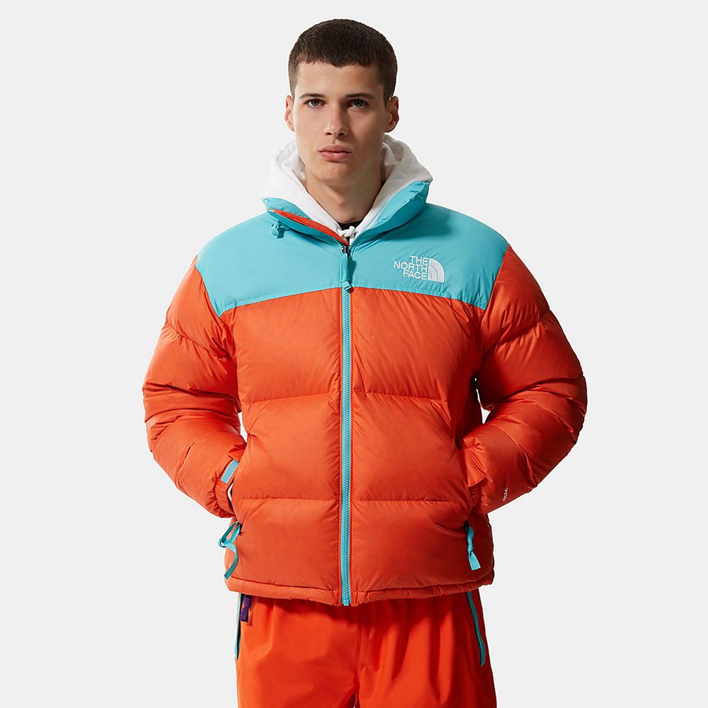 The North Face Nuptse Jacket Mens Australia - The North Face 1996 Retro Packable Red Orange / Blue (